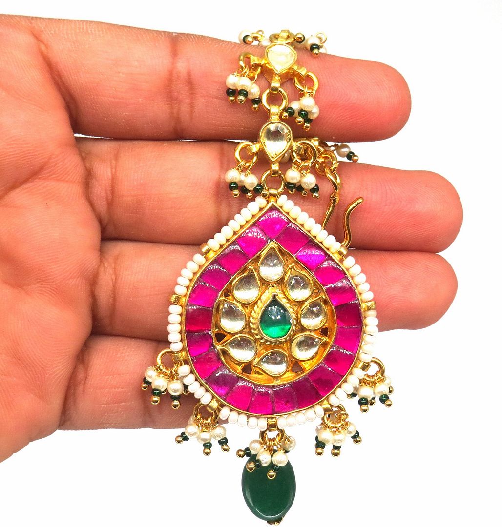 Jewelshingar Jewellery Gold Plated Kundan Maangtikka For Women ( 58311MTK )