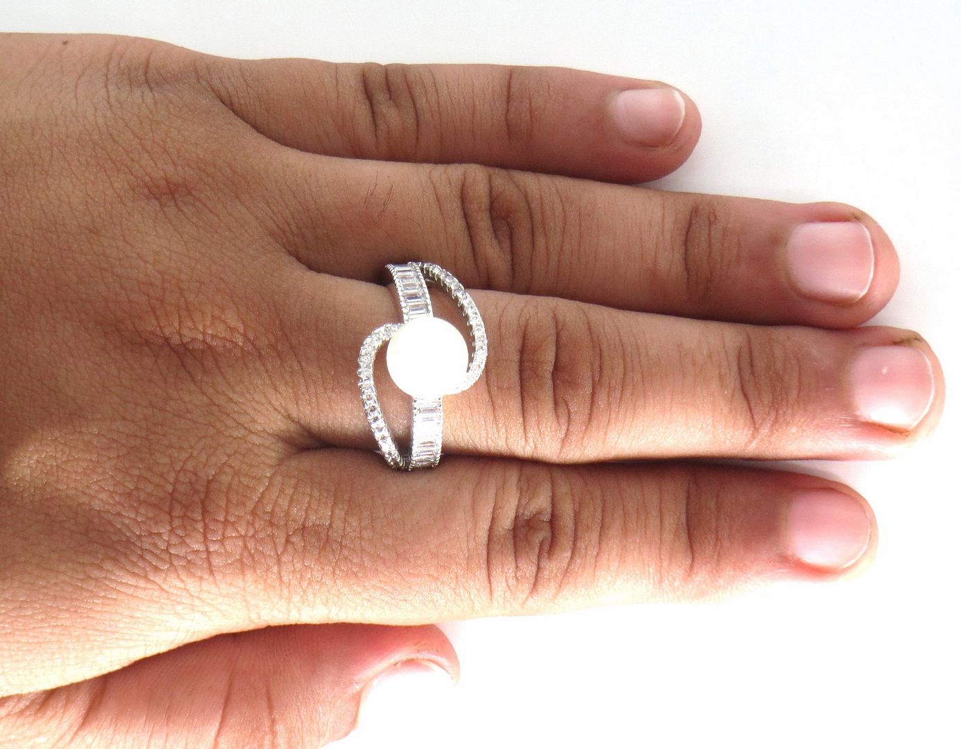 Jewelshingar Jewellery American Diamond White Colour Size 14 Silver Plated  Ring For Girls ( 58643RIN )