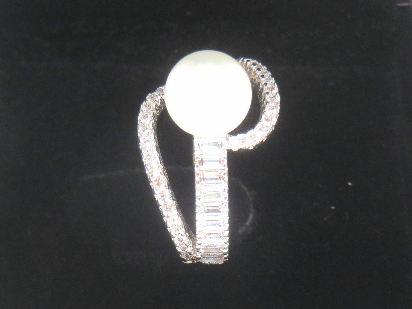 Jewelshingar Jewellery American Diamond White Colour Size 14 Silver Plated  Ring For Girls ( 58643RIN )