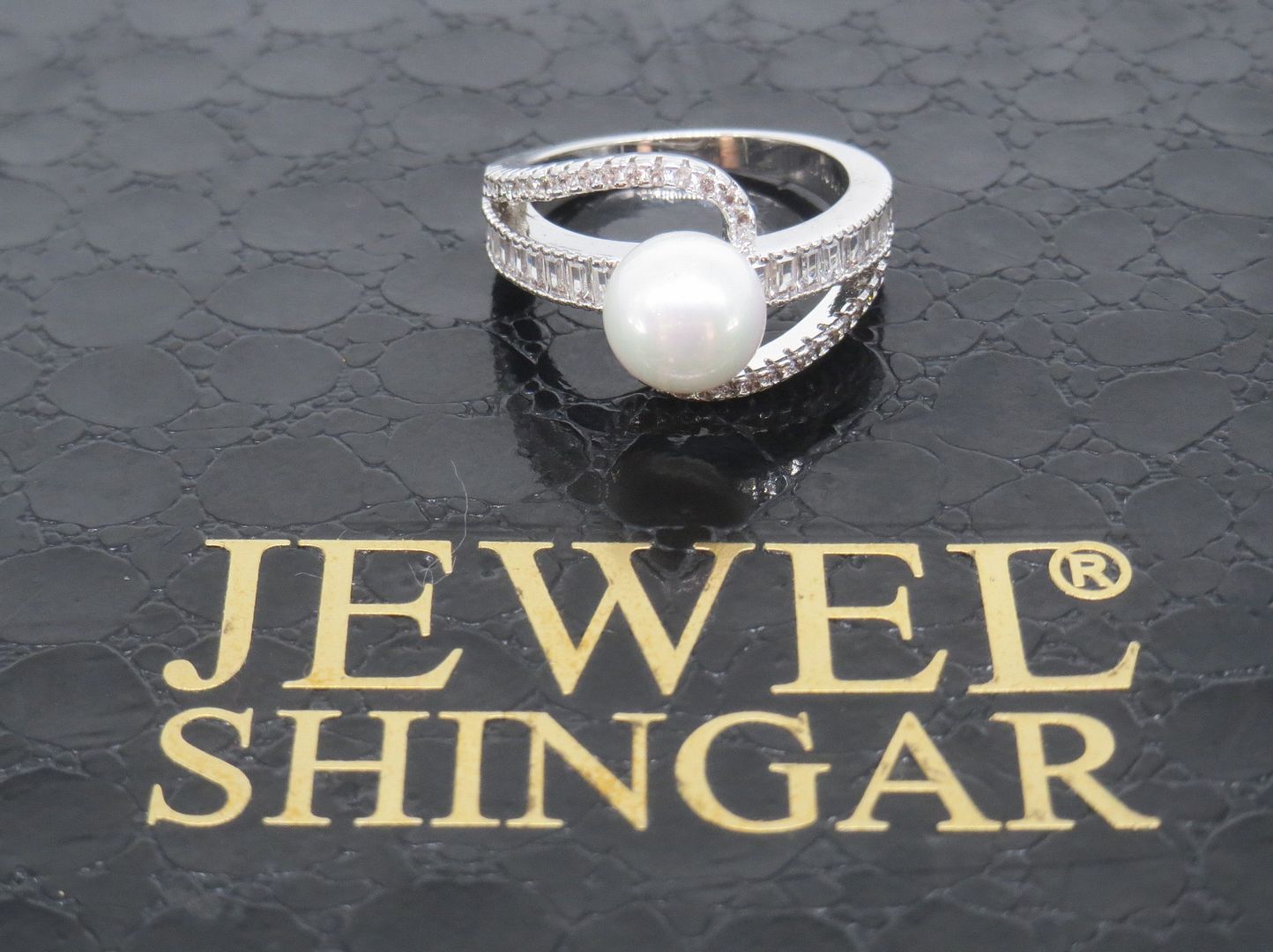 Jewelshingar Jewellery American Diamond White Colour Size 14 Silver Plated  Ring For Girls ( 58643RIN )