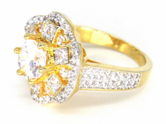 Jewelshingar Jewellery American Diamond Clear Colour Size 12 Gold Plated  Ring For Girls ( 58663RIN )