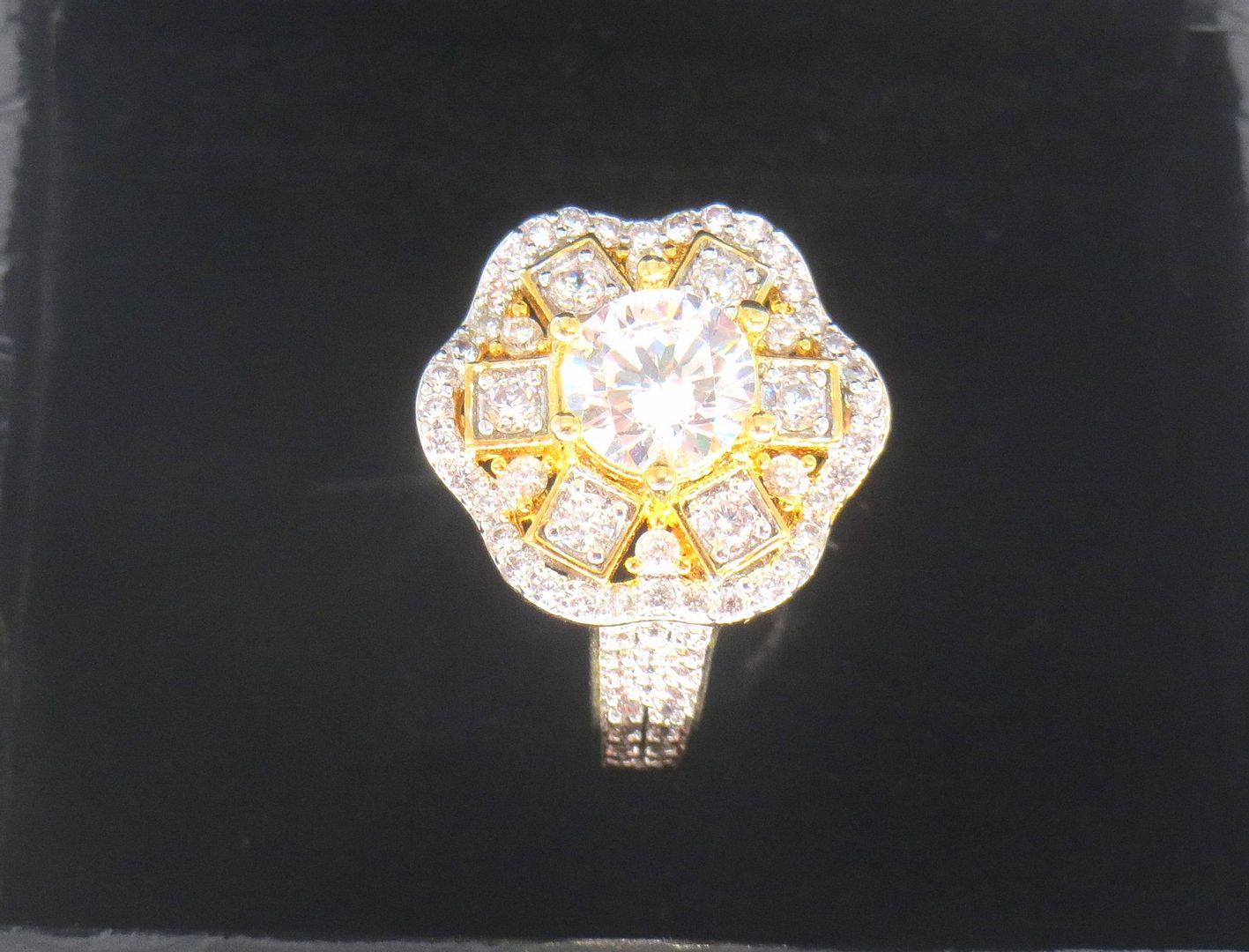 Jewelshingar Jewellery American Diamond Clear Colour Size 12 Gold Plated  Ring For Girls ( 58663RIN )