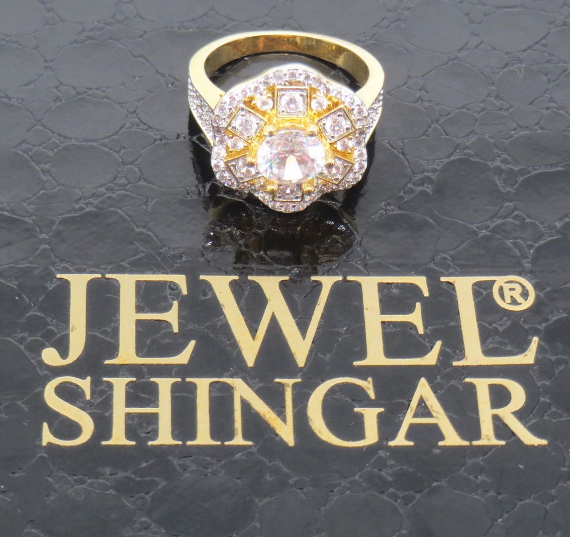 Jewelshingar Jewellery American Diamond Clear Colour Size 12 Gold Plated  Ring For Girls ( 58663RIN )