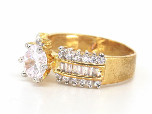 Jewelshingar Jewellery American Diamond Clear Colour Size 18 Gold Plated  Ring For Girls ( 58682RIN )