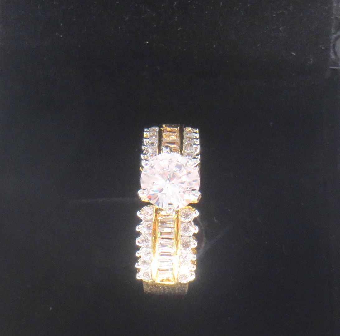 Jewelshingar Jewellery American Diamond Clear Colour Size 18 Gold Plated  Ring For Girls ( 58682RIN )