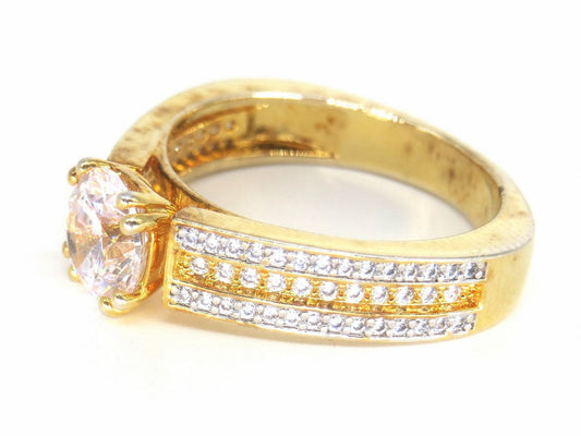 Jewelshingar Jewellery American Diamond Clear Colour Size 16 Gold Plated  Ring For Girls ( 58693RIN )