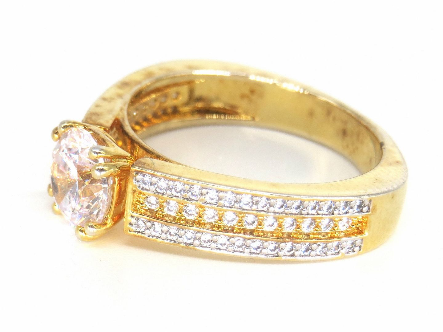 Jewelshingar Jewellery American Diamond Clear Colour Size 16 Gold Plated  Ring For Girls ( 58693RIN )