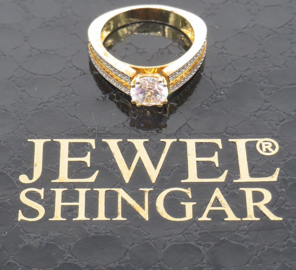 Jewelshingar Jewellery American Diamond Clear Colour Size 16 Gold Plated  Ring For Girls ( 58693RIN )