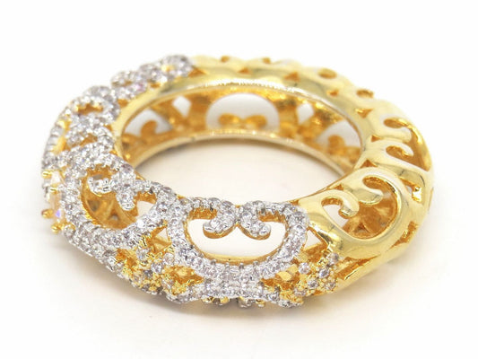 Jewelshingar Jewellery American Diamond Clear Colour Size 15 Gold Plated  Ring For Girls ( 58704RIN )