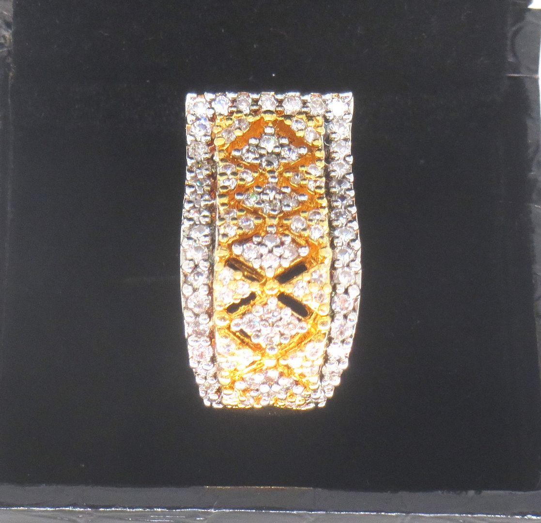 Jewelshingar Jewellery American Diamond Clear Colour Size 14 Gold Plated  Ring For Girls ( 58709RIN )