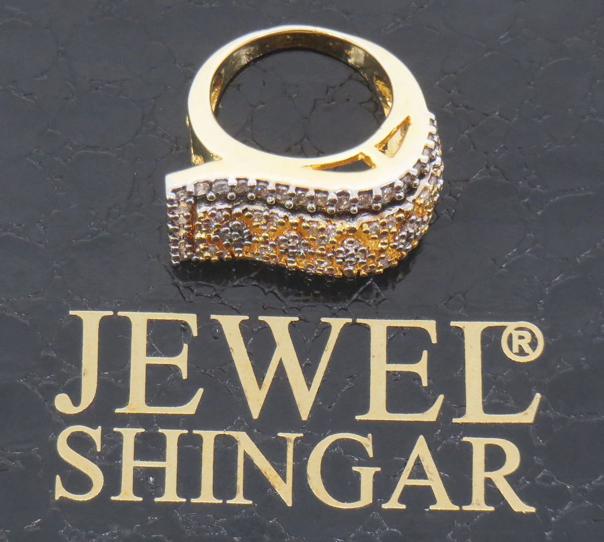 Jewelshingar Jewellery American Diamond Clear Colour Size 14 Gold Plated  Ring For Girls ( 58709RIN )