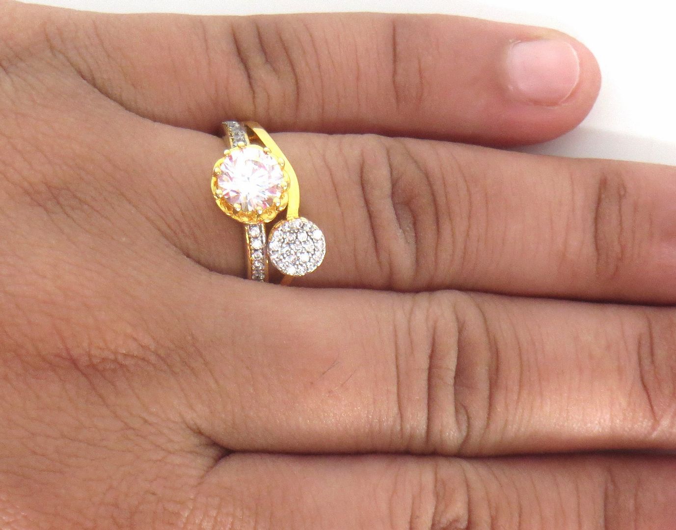 Jewelshingar Jewellery American Diamond Clear Colour Size 12 Gold Plated  Ring For Girls ( 58773RIN )