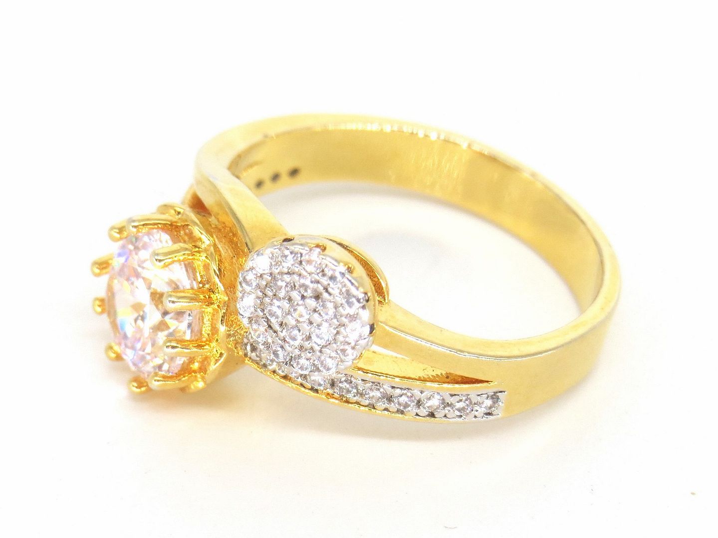 Jewelshingar Jewellery American Diamond Clear Colour Size 12 Gold Plated  Ring For Girls ( 58773RIN )