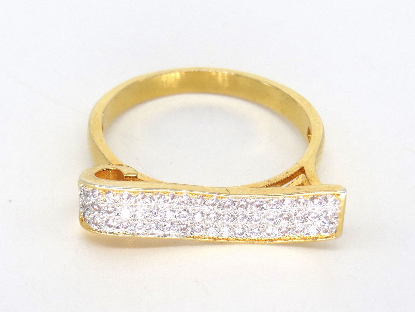 Jewelshingar Jewellery American Diamond Clear Colour Size 13 Gold Plated  Ring For Girls ( 58816RIN )