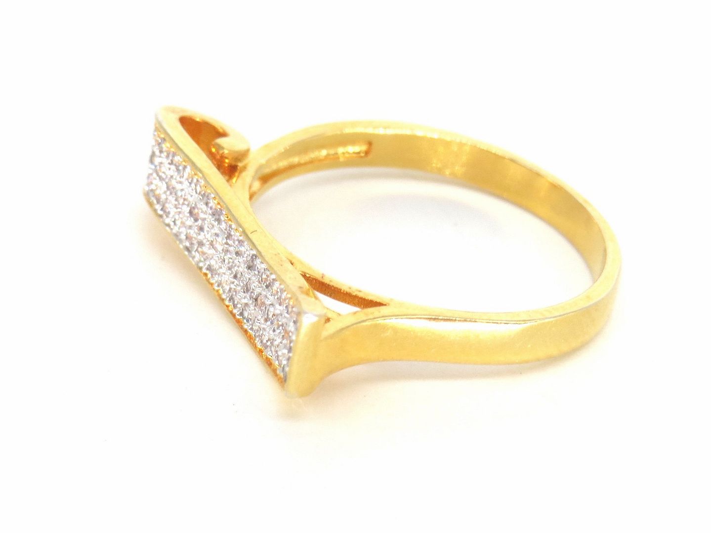 Jewelshingar Jewellery American Diamond Clear Colour Size 13 Gold Plated  Ring For Girls ( 58816RIN )