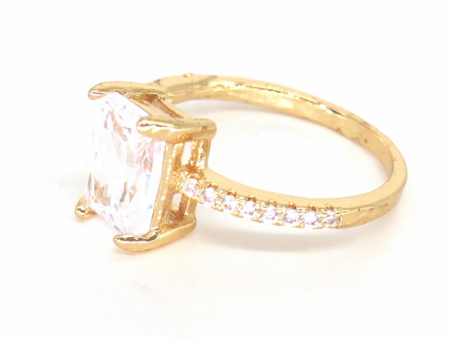 Jewelshingar Jewellery American Diamond Clear Colour Size 16 Rose Gold Plated  Ring For Girls ( 58849RIN )