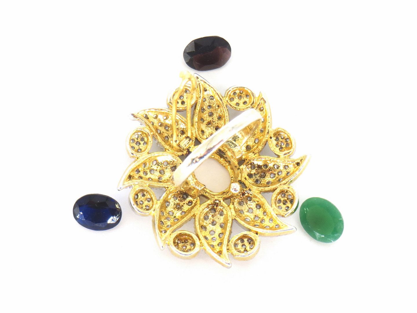 Jewelshingar Jewellery American Diamond Green Colour Size 9 Gold Plated  Ring For Girls ( 59091RIN )
