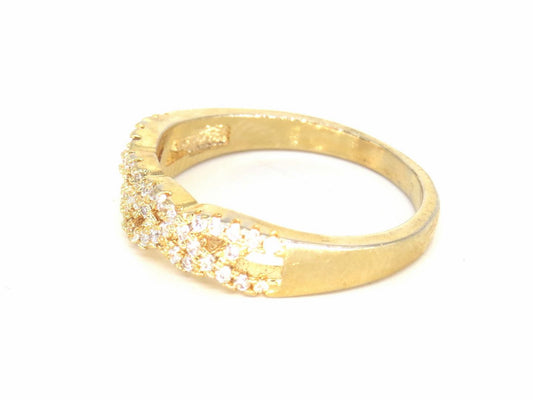 Jewelshingar Jewellery American Diamond Clear Colour Size 16 Gold Plated  Ring For Girls ( 59109RIN )