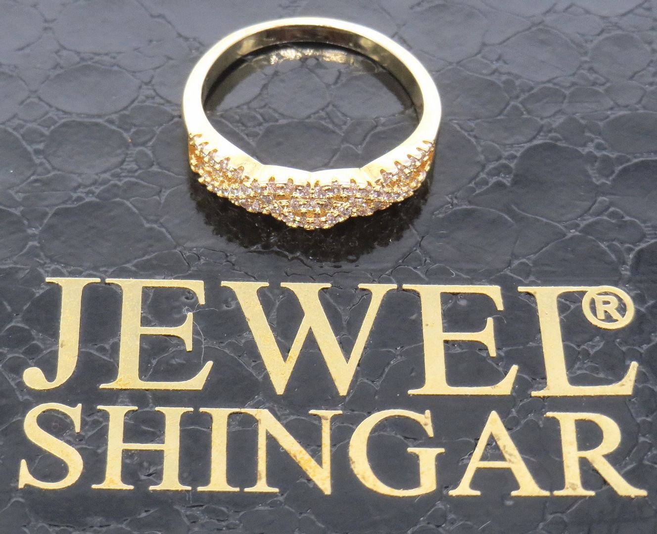 Jewelshingar Jewellery American Diamond Clear Colour Size 16 Gold Plated  Ring For Girls ( 59109RIN )