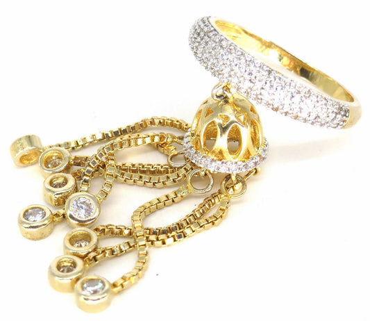 Jewelshingar Jewellery American Diamond Clear Colour Size 16 Gold Plated  Ring For Girls ( 59116RIN )