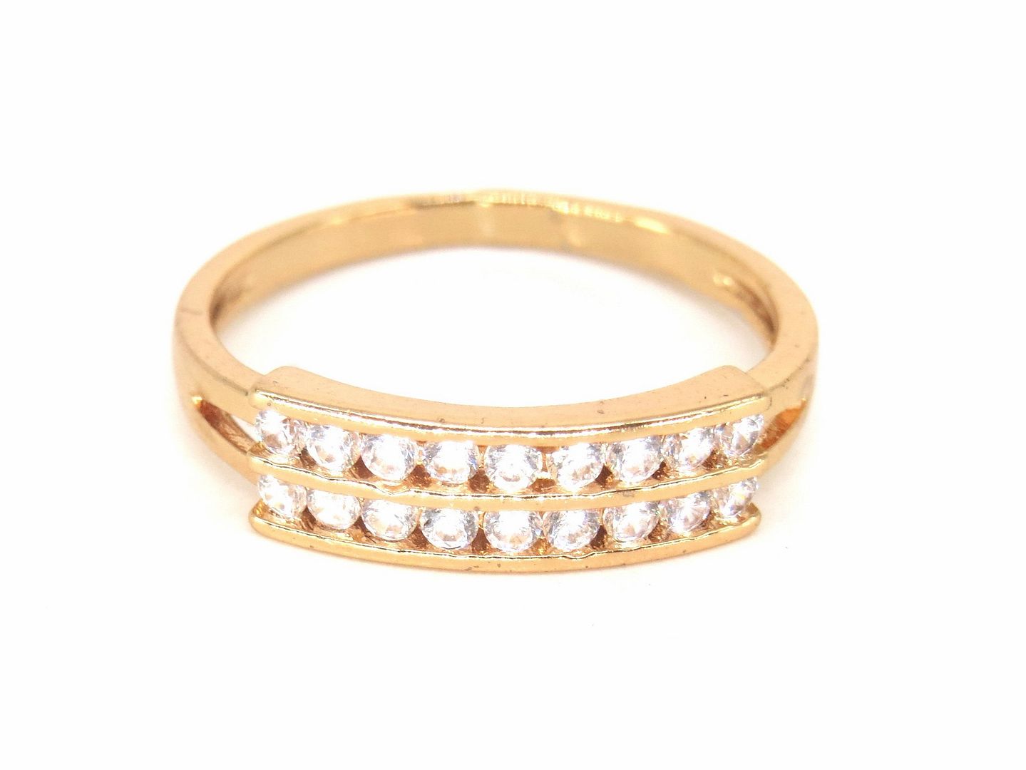 Jewelshingar Jewellery American Diamond Clear Colour Size 10 Rose Gold Plated  Ring For Girls ( 59236RIN )