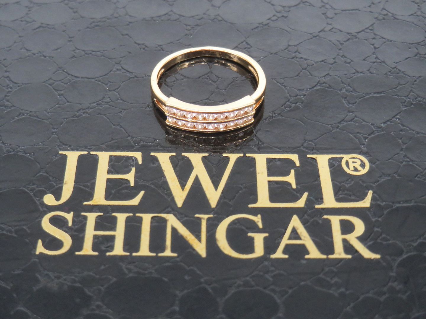 Jewelshingar Jewellery American Diamond Clear Colour Size 10 Rose Gold Plated  Ring For Girls ( 59236RIN )