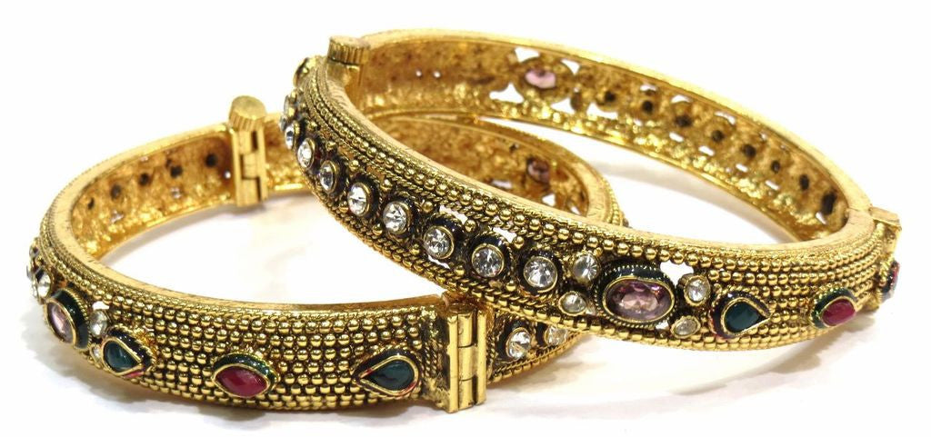 Jewelshingar Antique Gold plated Bangles Set For Women Jewellery ( 5924-m-2.4 ) - JEWELSHINGAR