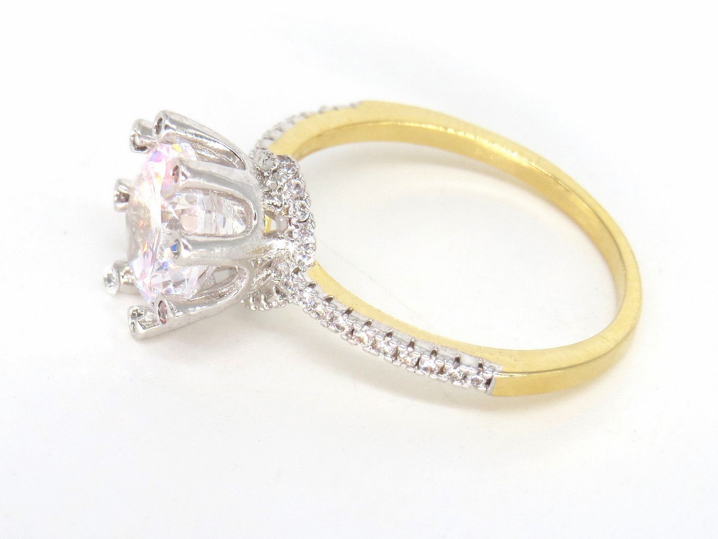 Jewelshingar Jewellery American Diamond Clear Colour Size 15 Gold Plated  Ring For Girls ( 59355RIN )