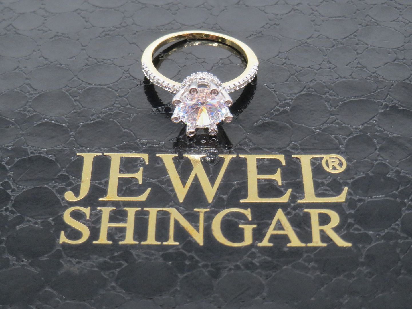 Jewelshingar Jewellery American Diamond Clear Colour Size 15 Gold Plated  Ring For Girls ( 59355RIN )