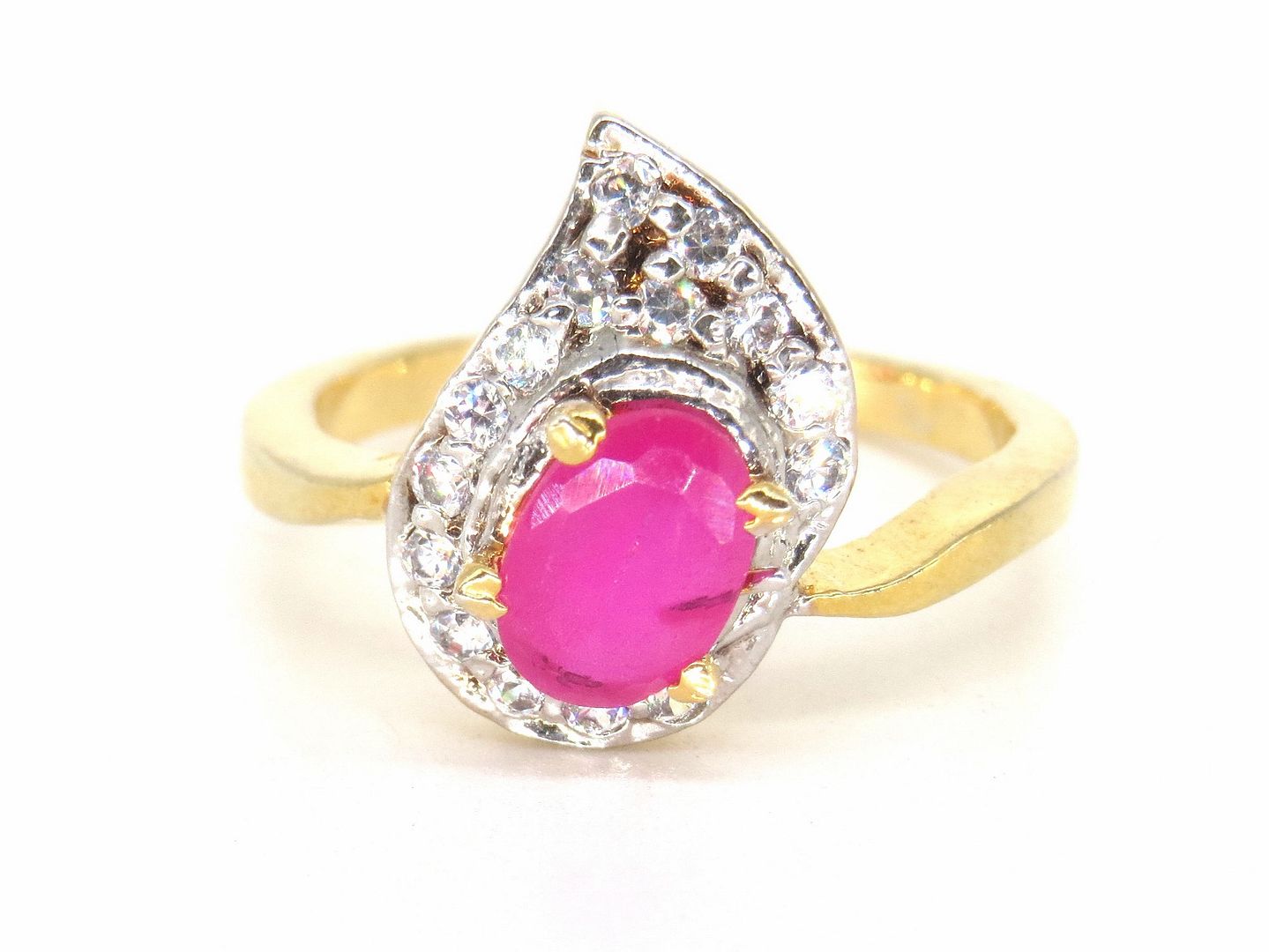 Jewelshingar Jewellery American Diamond Pink Colour Size 11 Gold Plated  Ring For Girls ( 59364RIN )