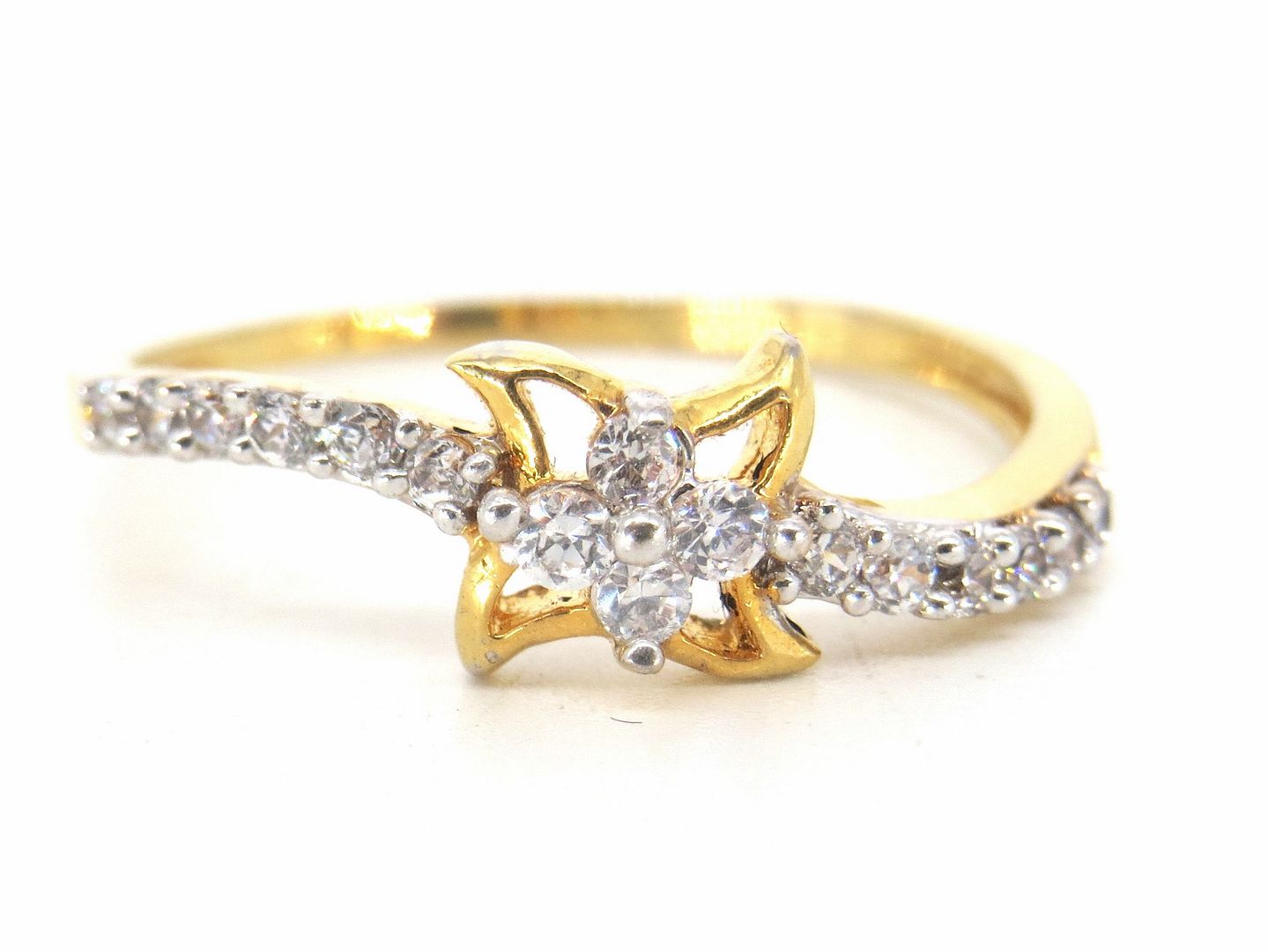 Jewelshingar Jewellery American Diamond Clear Colour Size 14 Gold Plated  Ring For Girls ( 59444RIN )