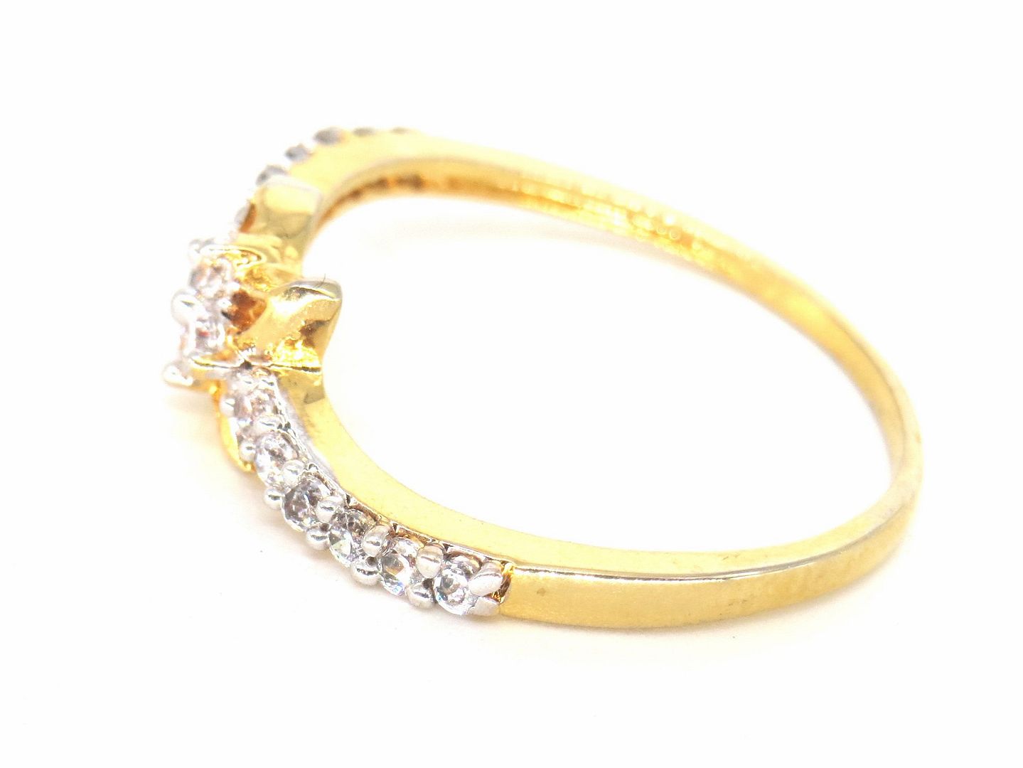 Jewelshingar Jewellery American Diamond Clear Colour Size 14 Gold Plated  Ring For Girls ( 59444RIN )