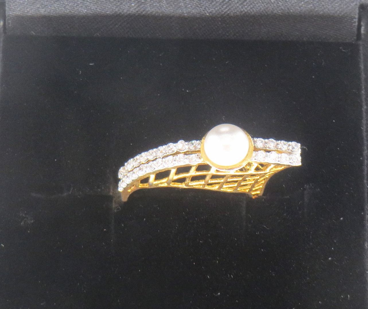 Jewelshingar Jewellery American Diamond White Colour Size 15 Gold Plated  Ring For Girls ( 59454RIN )