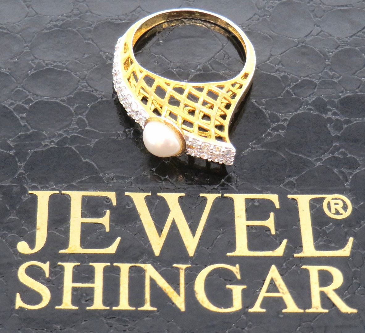 Jewelshingar Jewellery American Diamond White Colour Size 15 Gold Plated  Ring For Girls ( 59454RIN )