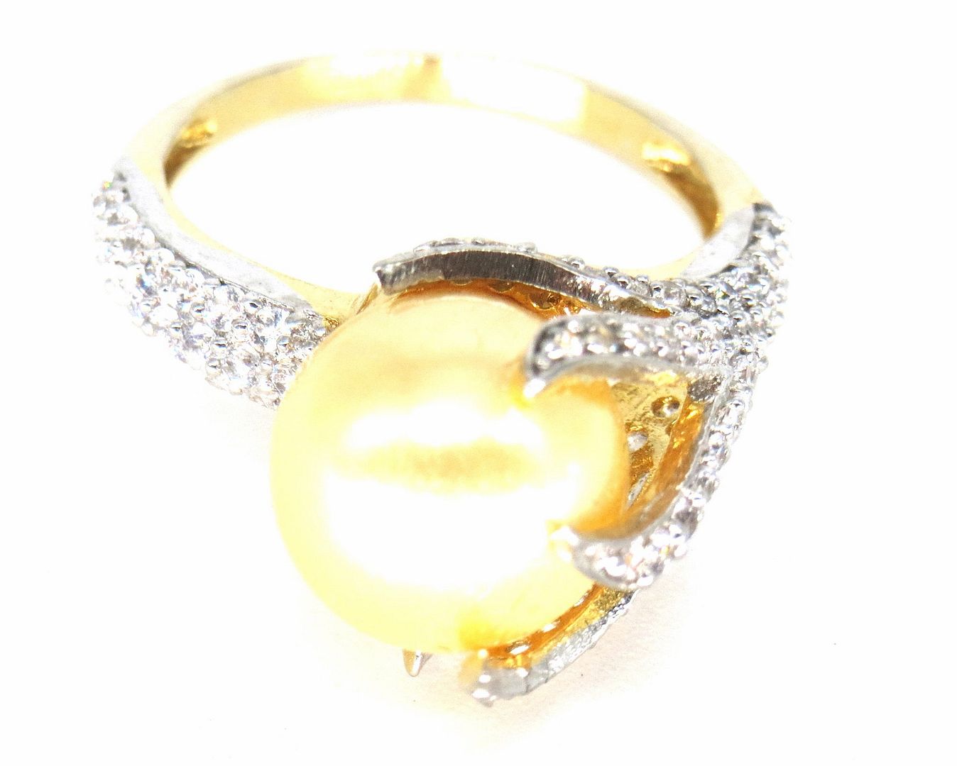Jewelshingar Jewellery American Diamond Gold Colour Size 16 Gold Plated  Ring For Girls ( 59465RIN )