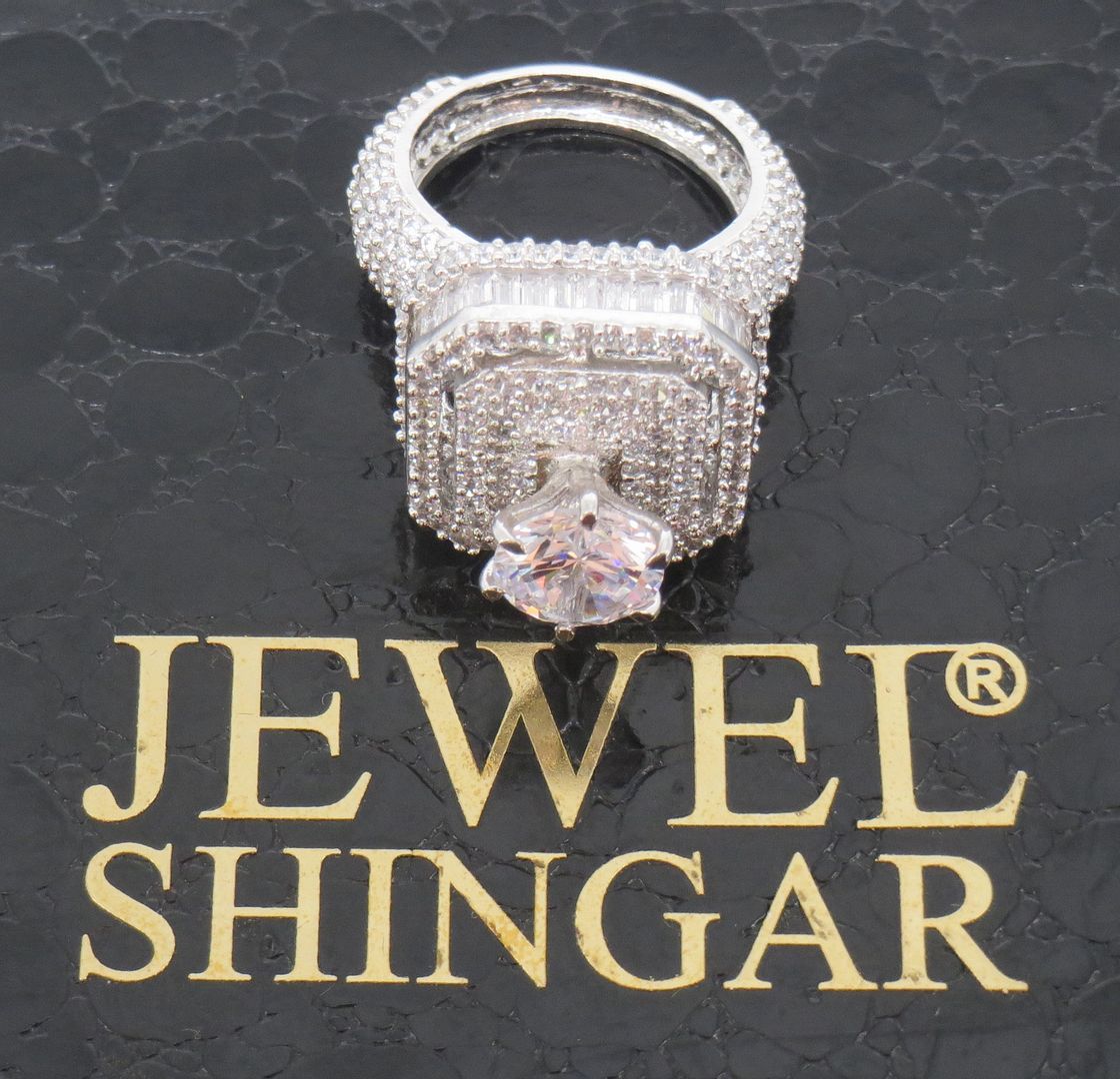 Jewelshingar Jewellery American Diamond Clear Colour Size 15 Silver Plated  Ring For Girls ( 59473RIN )