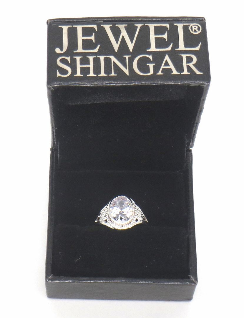 Jewelshingar Jewellery American Diamond Clear Colour Size Freesize Silver Plated  Ring For Girls ( 59661RIN )