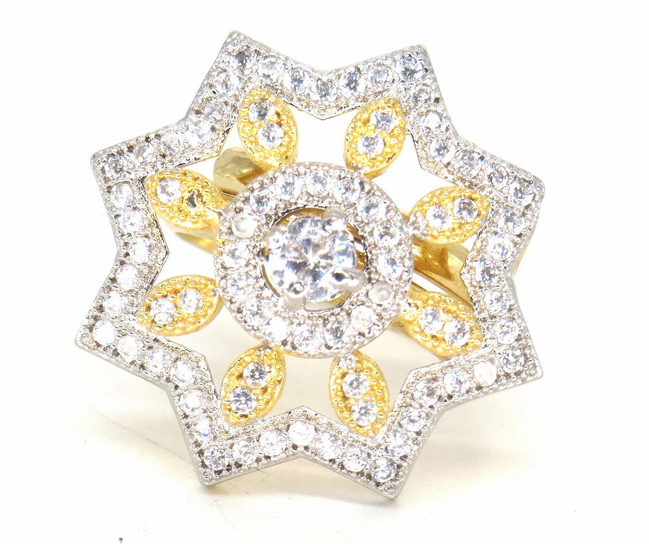 Jewelshingar Jewellery American Diamond Clear Colour Size Freesize Gold Plated  Ring For Girls ( 59812FSR )