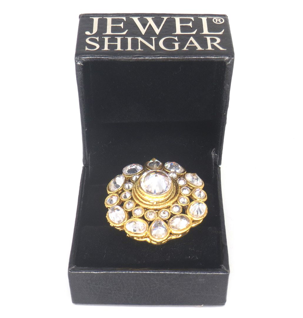 Jewelshingar Jewellery American Diamond Clear Colour Size Freesize Gold Plated  Ring For Girls ( 60042FSR )