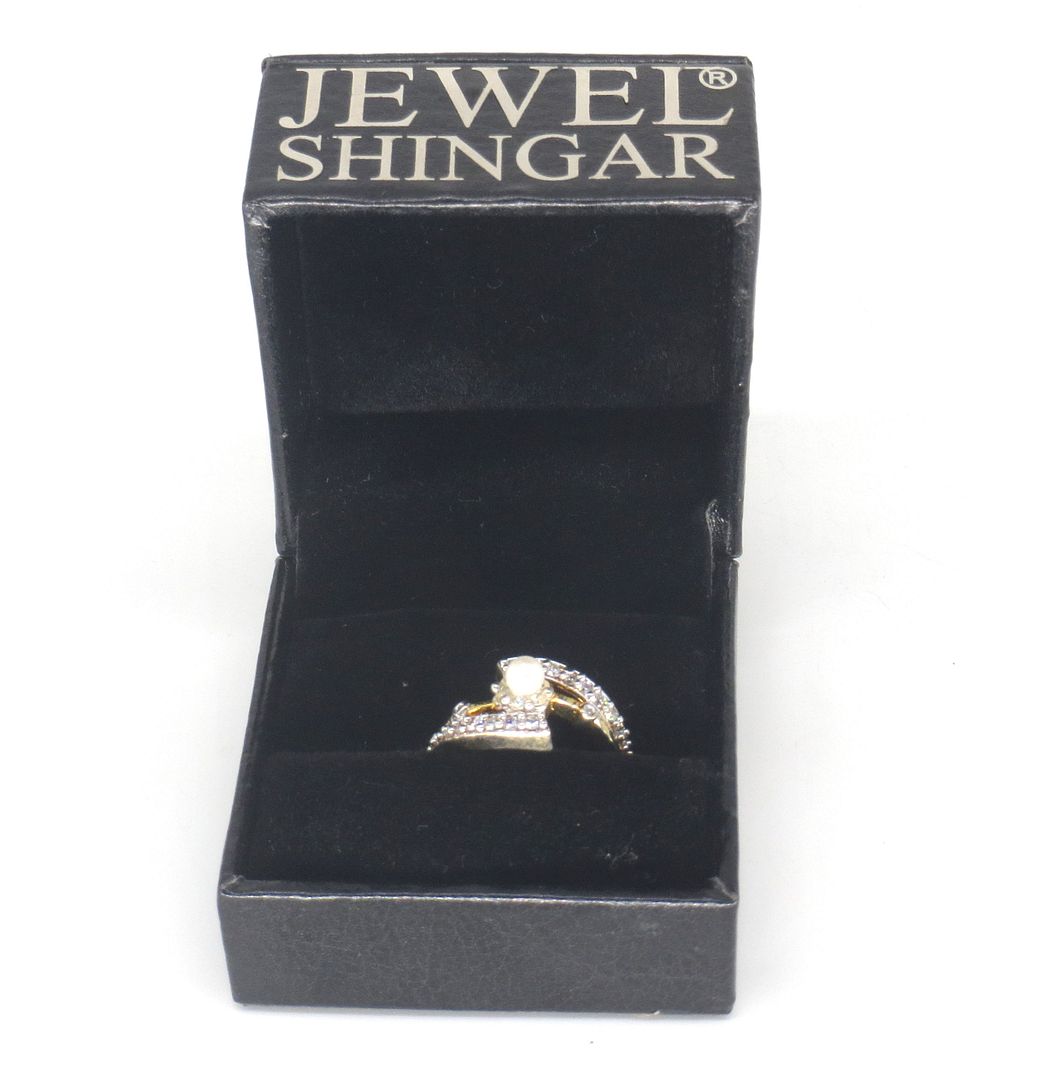 Jewelshingar Jewellery American Diamond White Colour Size 14 Gold Plated  Ring For Girls ( 60059RIN )