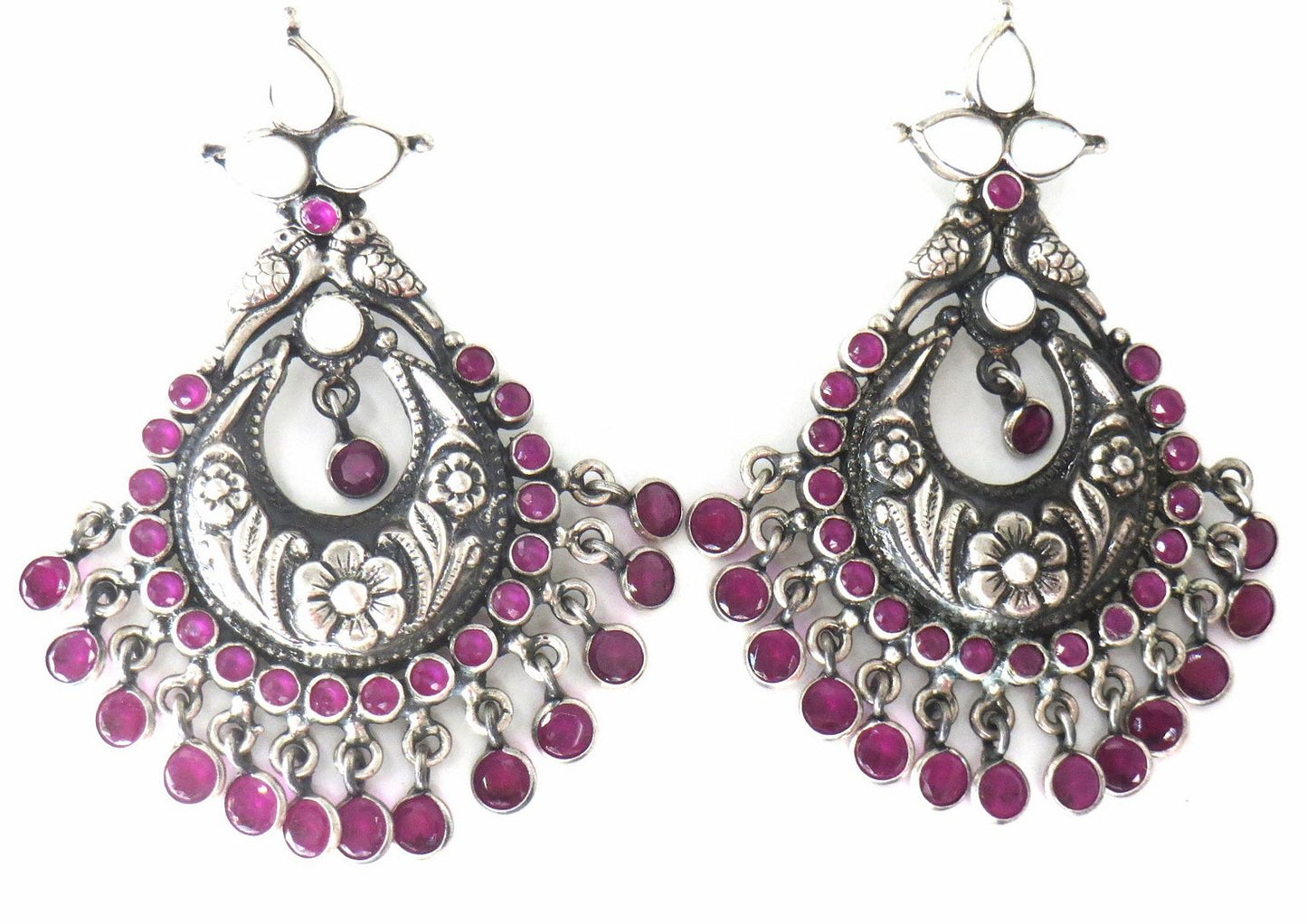 Jewelshingar Jewellery Fine 925 Silver Jewellery Silver Plated Pink Colour Earrings For Women ( 60406SSE )