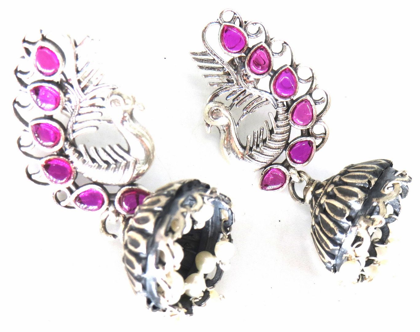 Jewelshingar Jewellery Fine 925 Silver Jewellery silver Plated Pink Colour Earrings For Women ( 60420SSE )