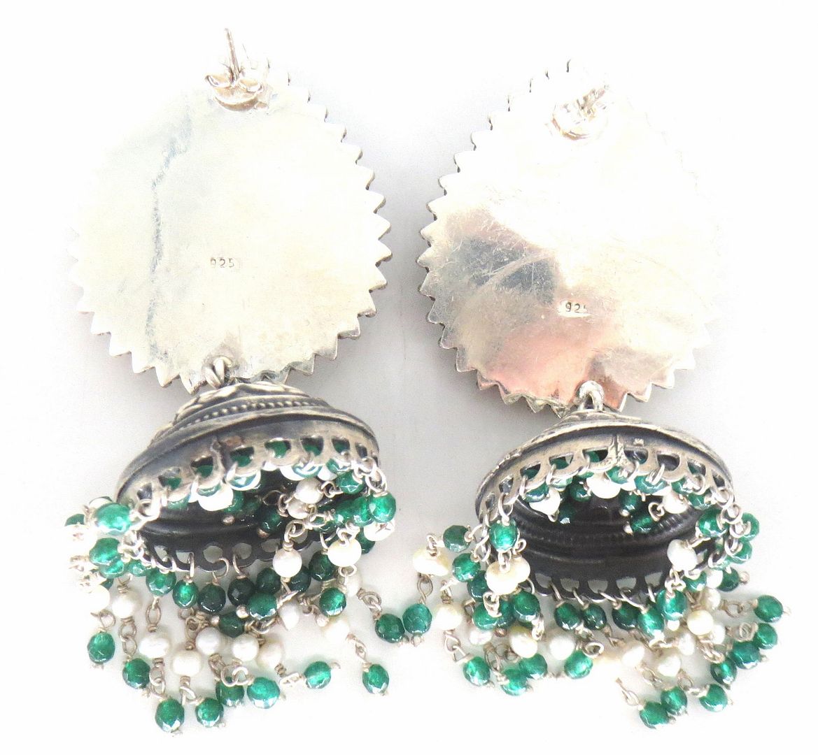 Jewelshingar Jewellery Fine 925 Silver Jewellery Silver Plated Multi Colour Earrings For Women ( 60427SSE )