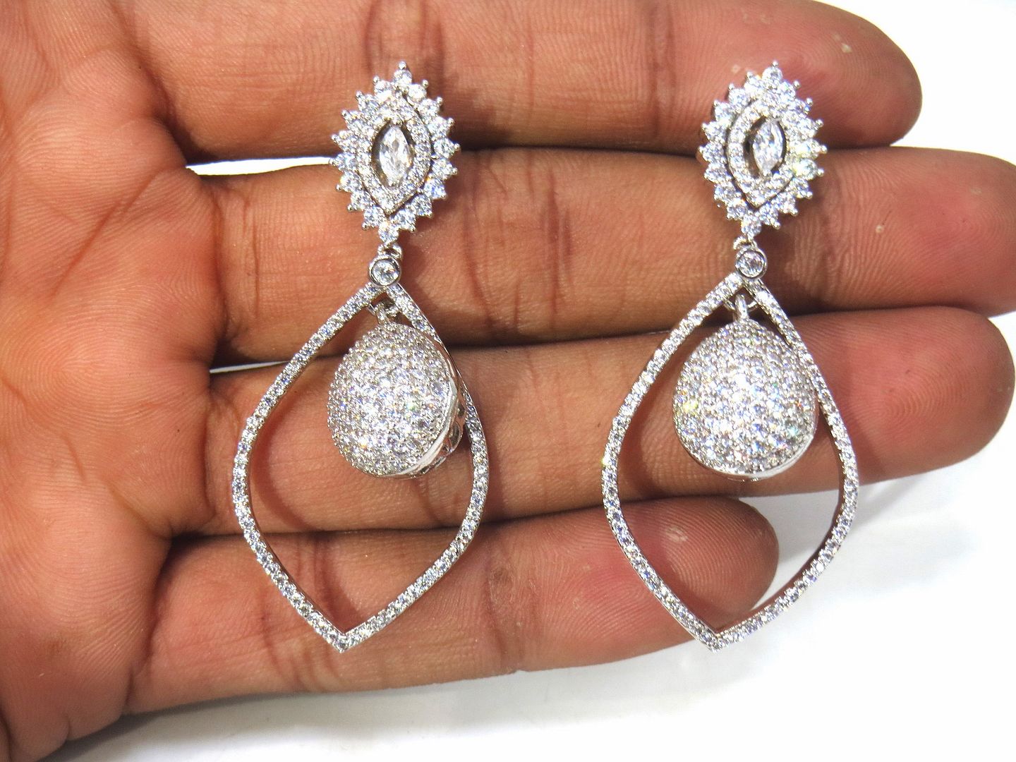 Jewelshingar Jewellery Silver Plated Diamond Earring For Women ( 60959EAD )