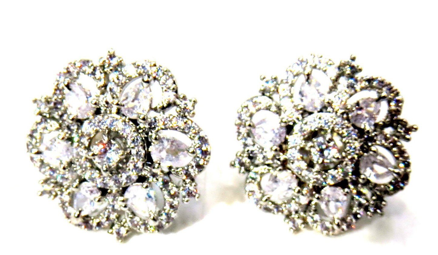 Jewelshingar Jewellery Silver Plated Diamond Earring For Women ( 60975GJT )
