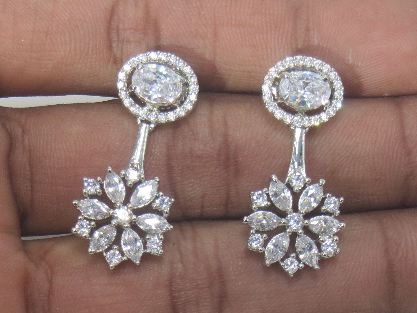 Jewelshingar Jewellery Silver Plated Diamond Earring For Women ( 60997EAD )