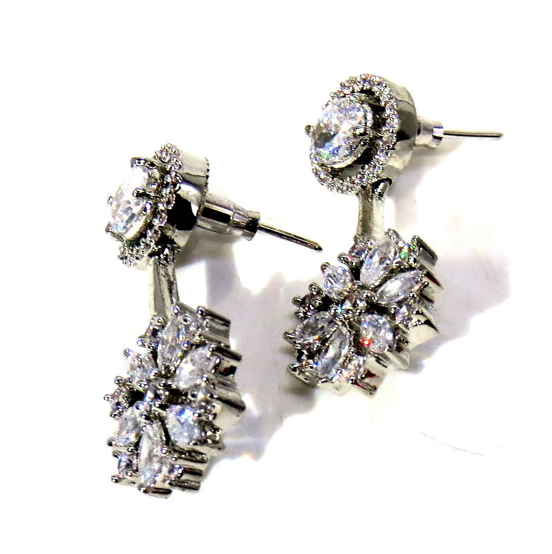 Jewelshingar Jewellery Silver Plated Diamond Earring For Women ( 60997EAD )