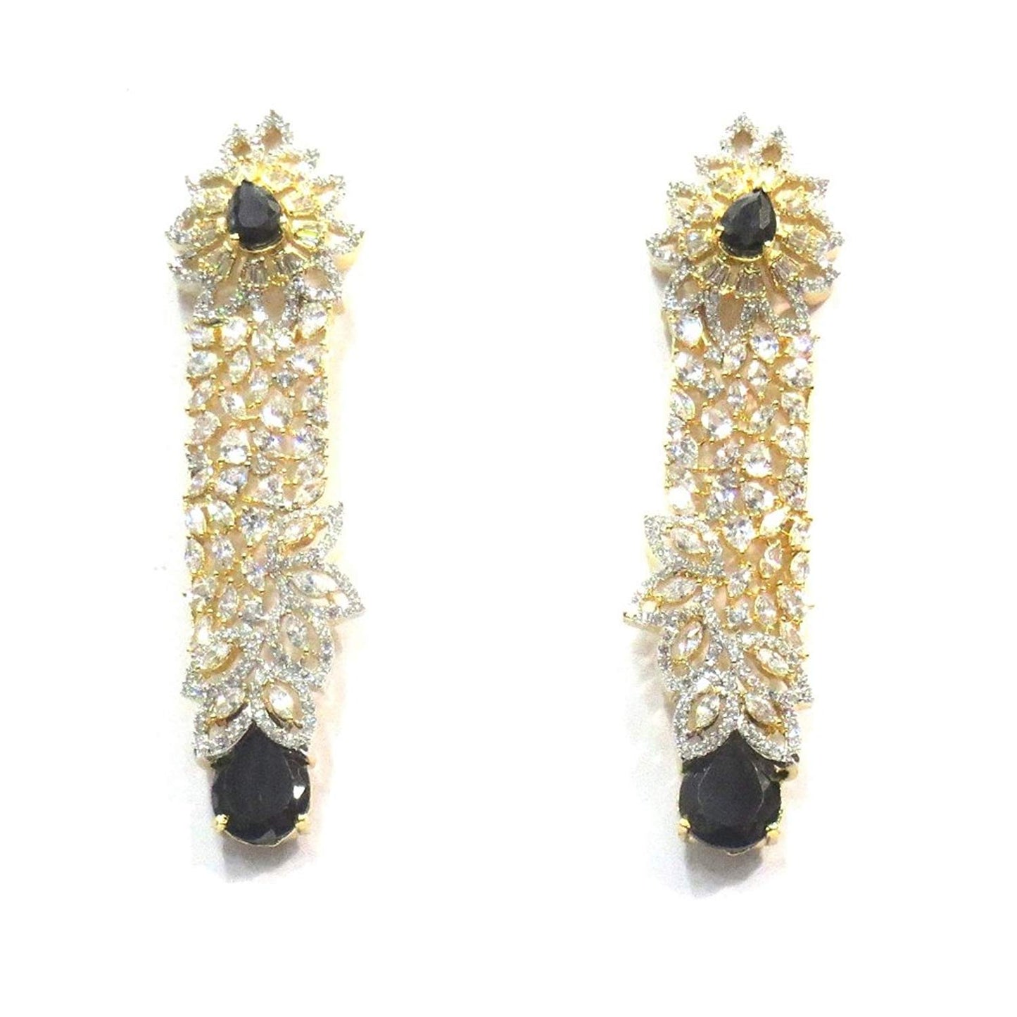 Jewelshingar Jewellery Fine Gold Plated Dangle & Drop Earrings For Girls ( 34726-ead-black )