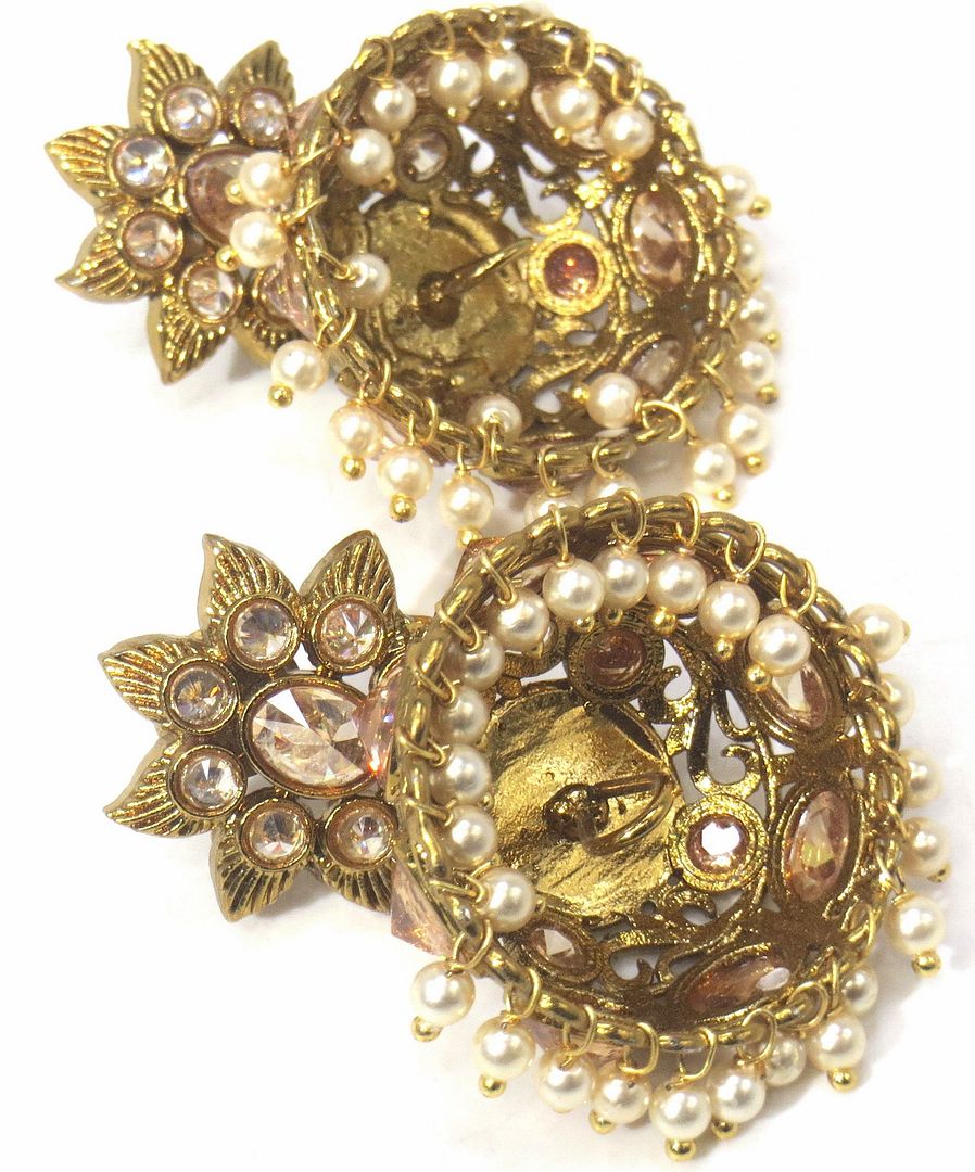 Jewelshingar Jewellery Antique Plated Diamond Jhumki For Women ( 61198PEJ )