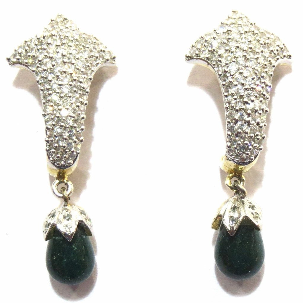 Jewelshingar Women's American Diamond Earrings Danglers Green Studs Jewellery ( 8892-ead-green-750 ) - JEWELSHINGAR